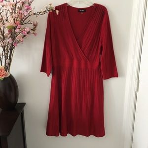 Nine West Red Knit Long Sleeve Surplice Dress XL